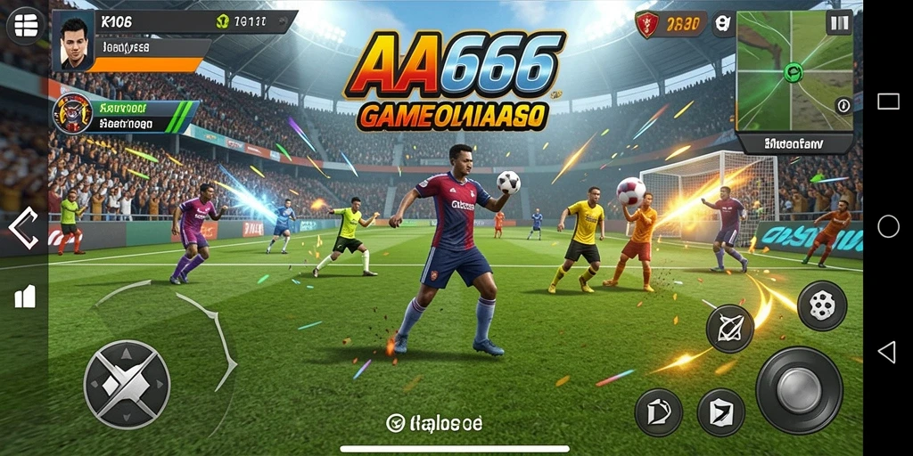 Tampilan gameplay mendebarkan dari AA666 yang menunjukkan aksi olahraga intens.