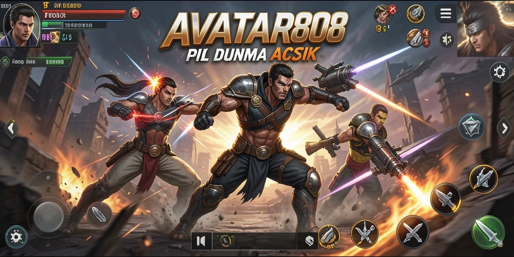 Screenshot AVATAR808 menampilkan karakter beraksi dalam pertarungan yang spektakuler.