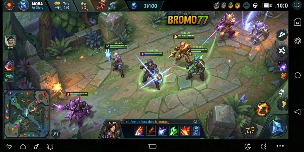 Screenshot gameplay menampilkan aksi seru dan karakter unik di BROMO77.