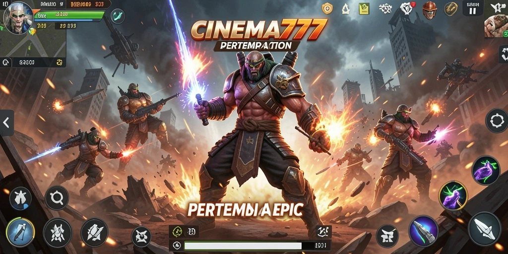 Tampilan aksi seru dalam CINEMA777 saat bertarung di arena.