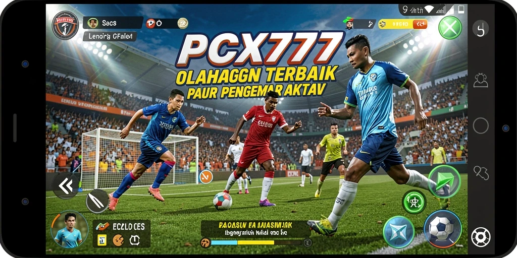 Screenshot gameplay utama PCX777 menampilkan aksi seru dalam pertandingan olahraga.