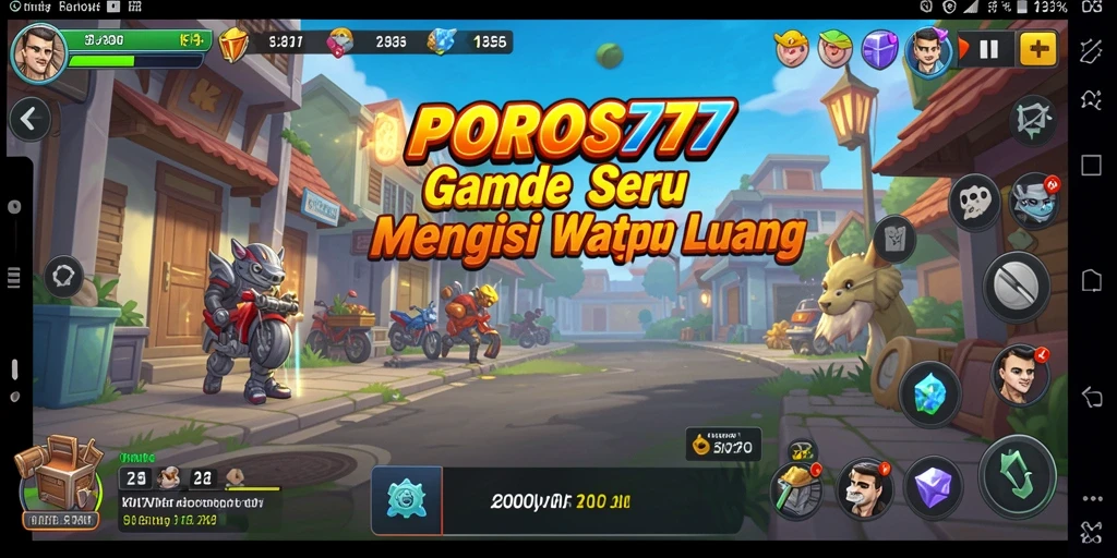 Tampilan screenshot POROS77 menampilkan karakter dan sumber daya yang unik dalam gameplay Idle.