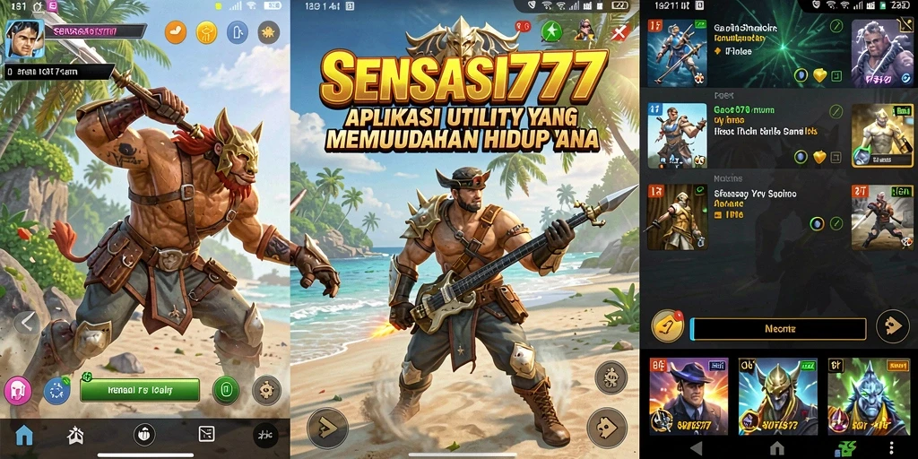Tampilan antarmuka aplikasi SENSASI777 yang user-friendly dan menarik.